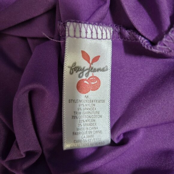 Y2K Zip Up Tie Back Blouse Office Siren Whimsigoth Size S Purple Fitted Ruched - Picture 13 of 13